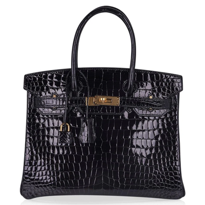 Sleek Jet Black Glossy Raised Grid Scale Medium Structured Hand Tote With Luminous Golden Twist Lock Hardware And Matching Scaled Suspended Metal Padlock Charm
