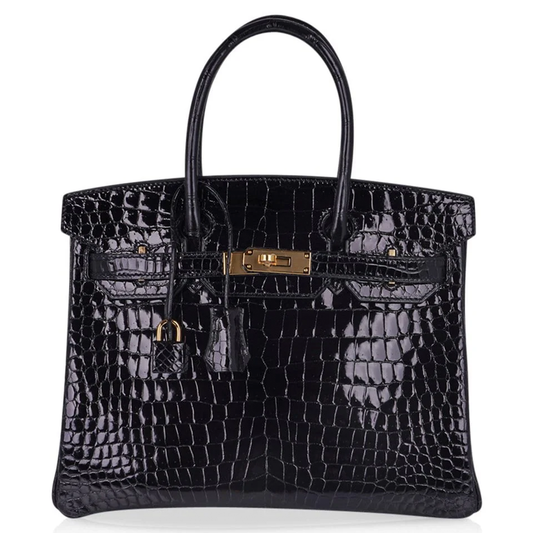 Sleek Jet Black Glossy Raised Grid Scale Medium Structured Hand Tote With Luminous Golden Twist Lock Hardware And Matching Scaled Suspended Metal Padlock Charm
