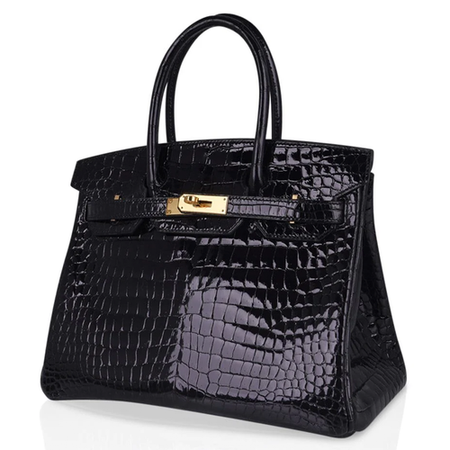 Sleek Jet Black Glossy Raised Grid Scale Medium Structured Hand Tote With Luminous Golden Twist Lock Hardware And Matching Scaled Suspended Metal Padlock Charm